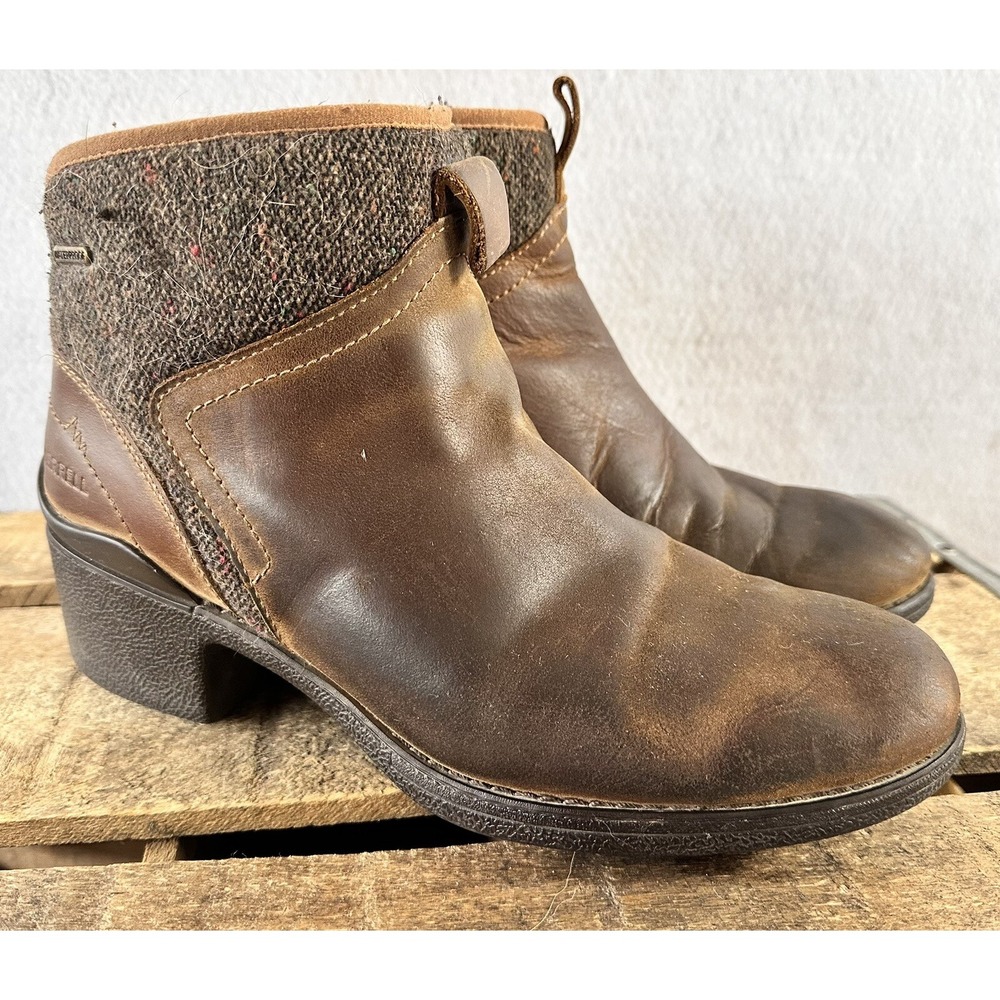 Merrell Chateau Wool Ankle Boots Brown Leather Waterproof J000886 Women's 9